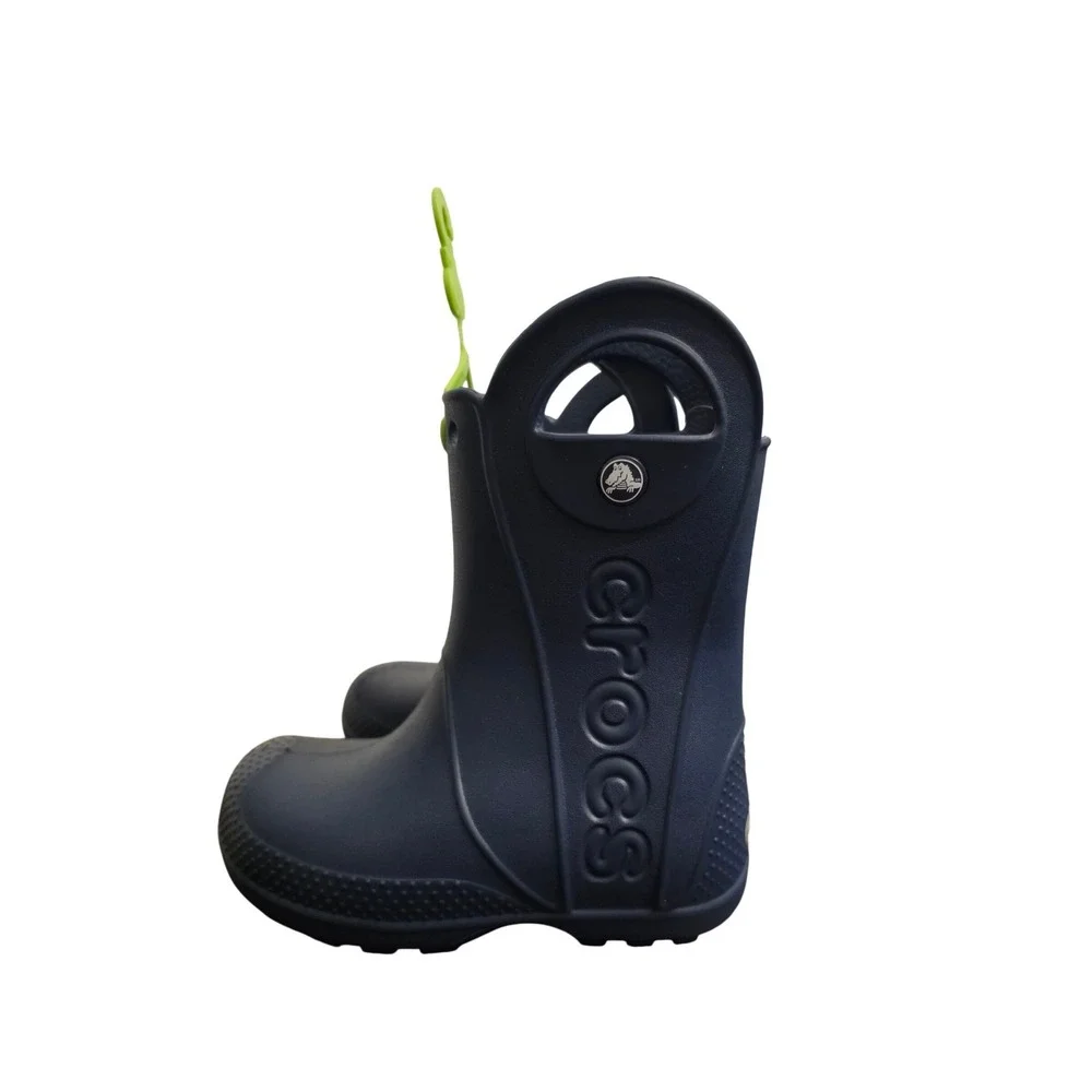 Crocs Kids Handle It Rain Boot Navy Blue Waterproof Pull On C10 211056-410